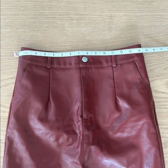 Amazon | Burgundy Faux Leather Midi Skirt | Red | size small - Picture 6 of 8